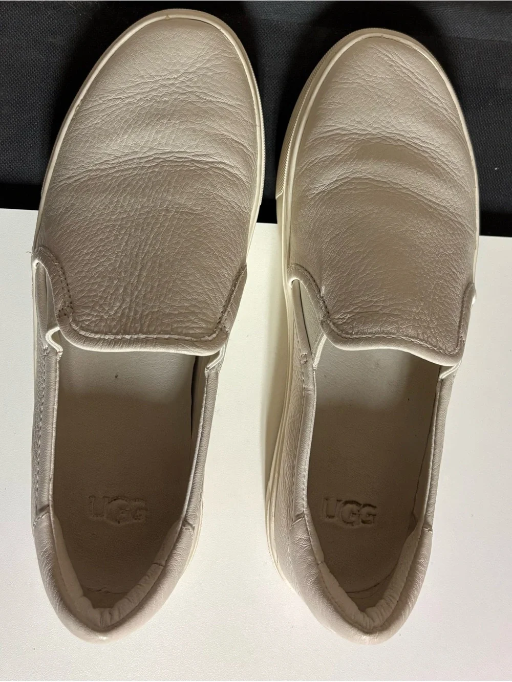 UGG Slip-On Leather Sneakers in White